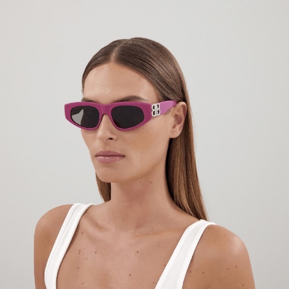 NEW BALENCIAGA BB0095S 017 PINK CAT EYE UNISEX SUNGLASSES - Picture 4 of 11